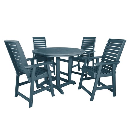 Highwood Usa Weatherly 5pc Round Counter Height Outdoor Patio Furniture Dining Set AD-CNW48-NBE